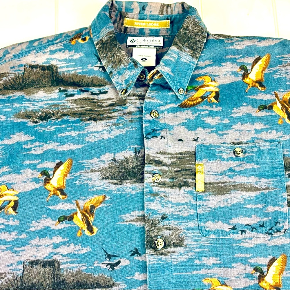 🦆Columbia River Lodge Duck Hunting All Over Print Button Down Shirt